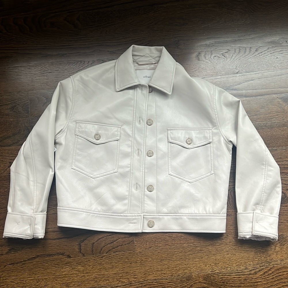 Aritzia Vegan Lether Jacket - Cream
